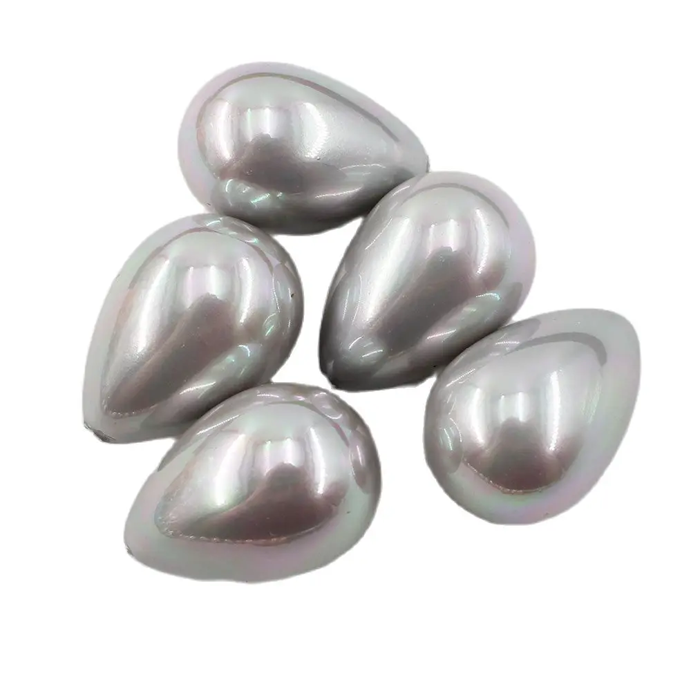 APDGG 14x20MM 5 Pcs Natural Gray Sea Shell Pearl Half Hole Teardrop Beads For Pendant Earrings DIY Jewelry Findings