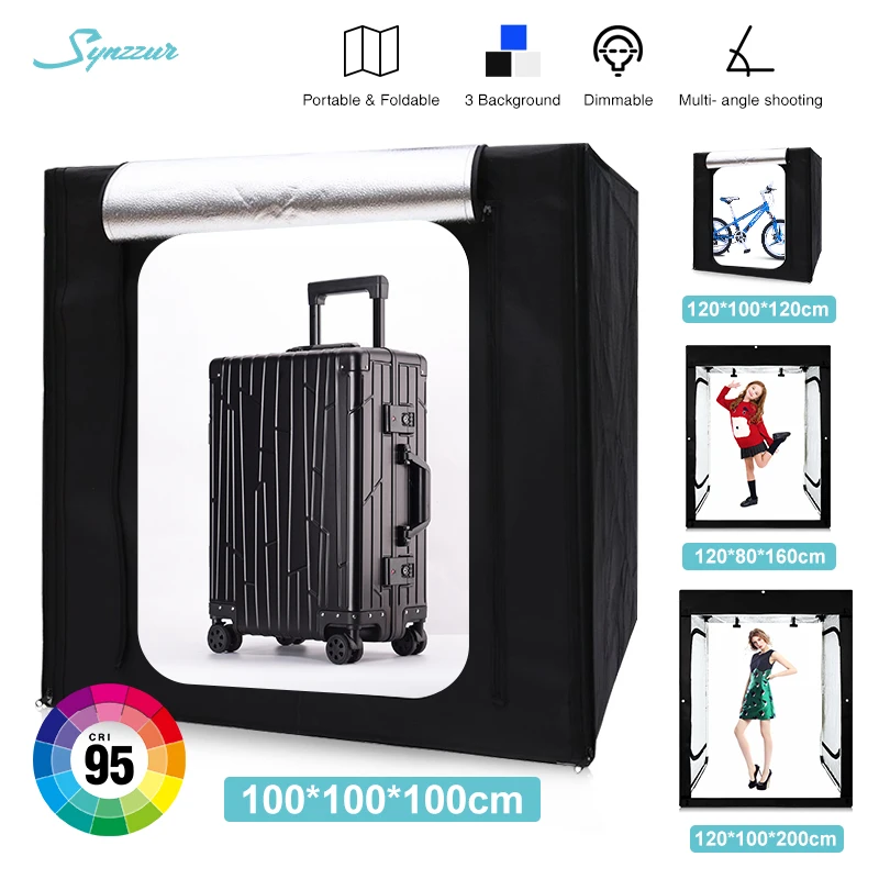 CAJA PLEGABLE derecha LED para fotografía, Softbox para estudio fotográfico, Carpas de tiro regulables, 100/120/160/200cm