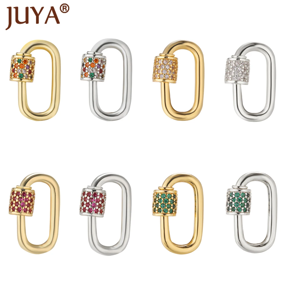 

DIY Jewellery Making Supplies Copper Clasps With Colorful Zirconia Screw Clasp Necklace Jewelry Accessories