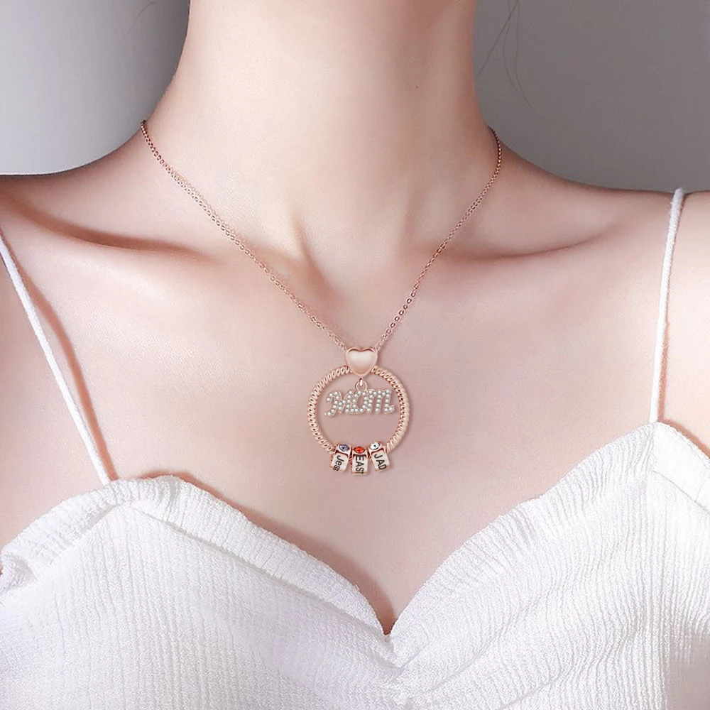 Personalisierte Familiennamen-Halskette für Maman Mamma Mama Mom Nanny GiGi Frauen-Halskette, individuelles Geschenk zum Muttertag – Detail 10