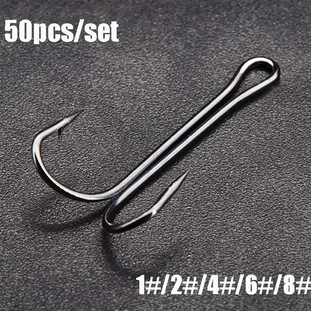 

Perforated Durable Head Size 1 2 4 6 8 Double Fishing Hook Jig Bass Fishook Fly Tying Fish Bait