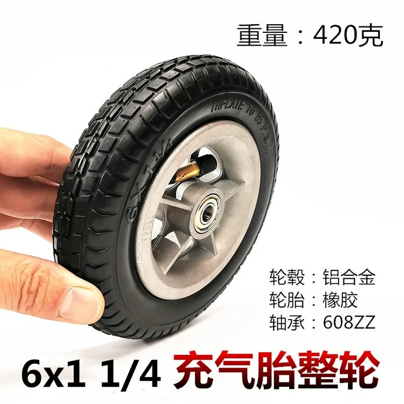 6 Inch 6x1 1/4 Tire Solid / Inflation Wheel for Small Surf Electric Scooter 150mm Tyre Inner Tube Fits Motorcycle A-Folding Bike