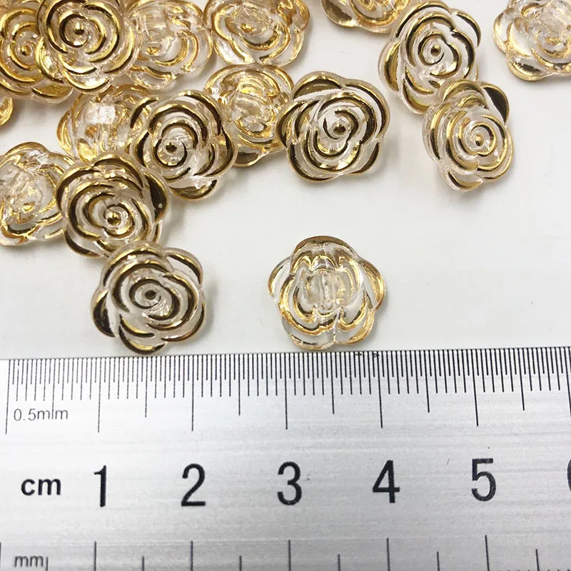 Bottoni acrilici trasparenti in oro rosa 50/100pcs per accessori per cucire artigianali fatti a mano PT134