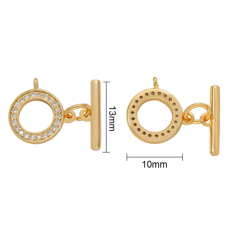 1Set 18K Gold Plated Brass Copper Toggle Clasp with Zircon Rhinestone Fastener Bracelet Buckle Connector for Jewelry Making