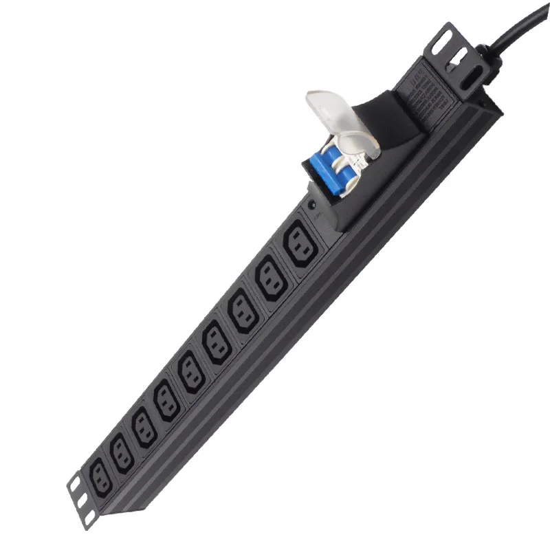 

19inch PDU Power Distribution Unit Cabinet Power Strip 8AC IEC C13 Male Socket Outlet with Air Switch 2M Extension Cord Socket