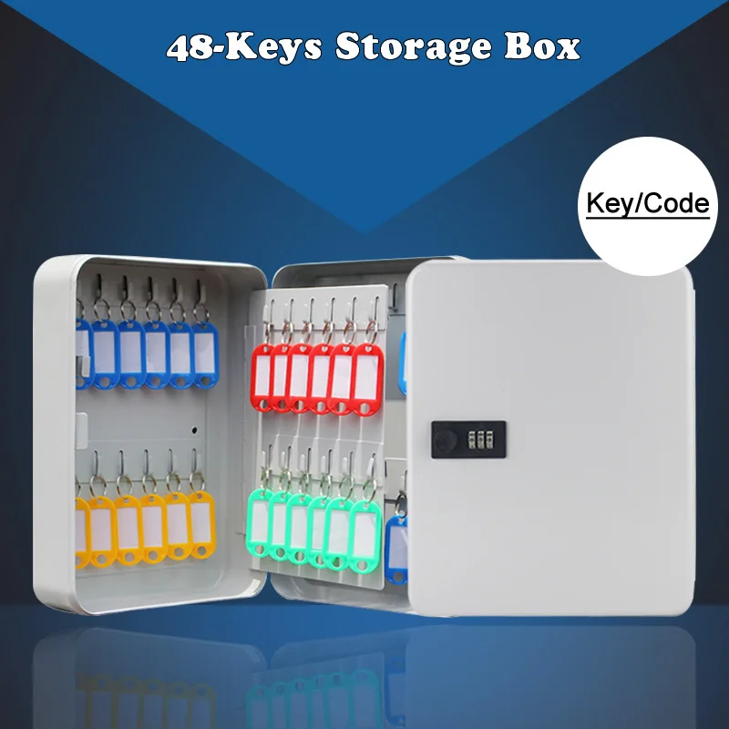 48-Keys Safe Storage Box Combination/Key Lock Wall Mounted Multi Spare Keys Organizer Box For Home Office Factory Store Use