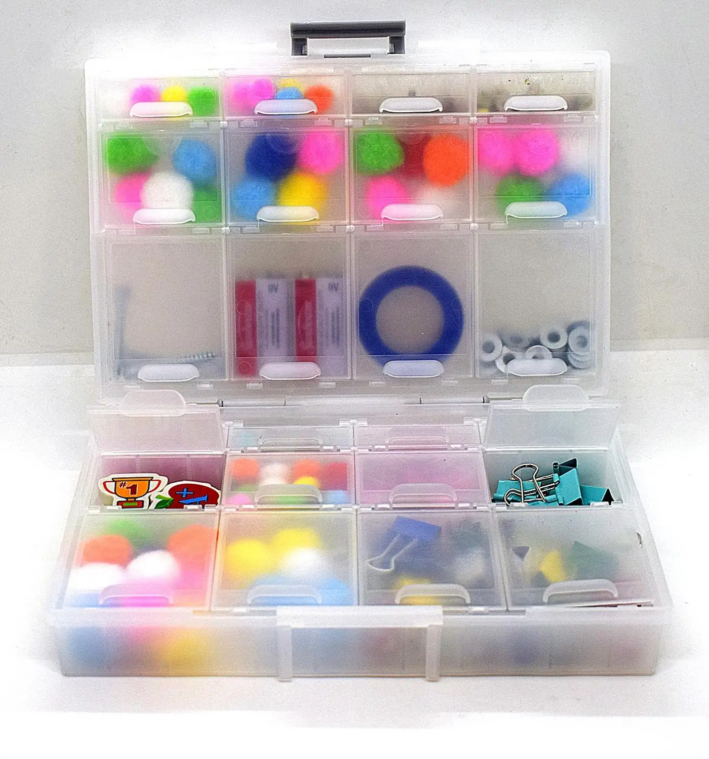 Aidetek half transparent BOX-ALL-24  small parts beads stationery jewelry box organizer for sorted parts  3 sizes 24 compartment