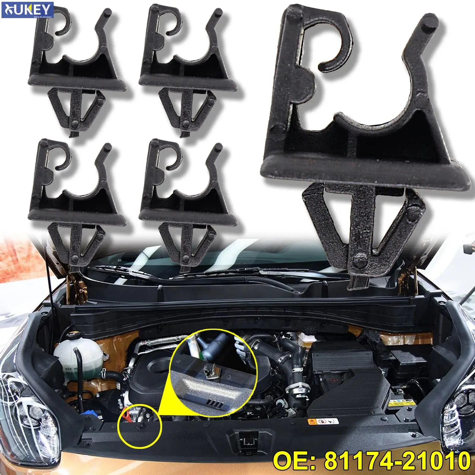 5x Car Bonnet Hood Rod Clip Support Prop Clamp For KIA Sportage Cerato Spectra Sedona Ceed Fastener Retainer Clips 8117421010