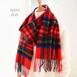 100% cashmere scarf women men Scotland classic red plaid narrow scarves soft fashion casual thin warm shawl luxury for ladies