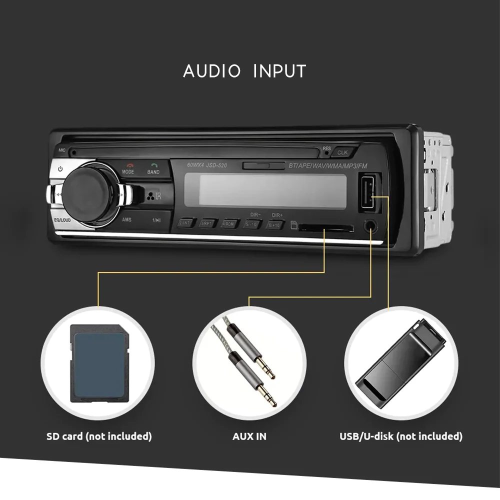 Podofo 1DIN In-Dash Car Radios Stereo Remote Control Digital Bluetooth Audio Music Stereo 12V Car Radio Mp3 Player USB/SD/AUX-IN