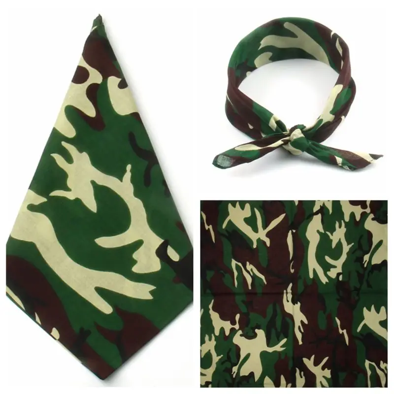 Unisex Camouflage Print Cotton Bandanas Military Tactical Headwrap Outdoor Jungle Wristband Sports Cycling Square Scarf Headwear