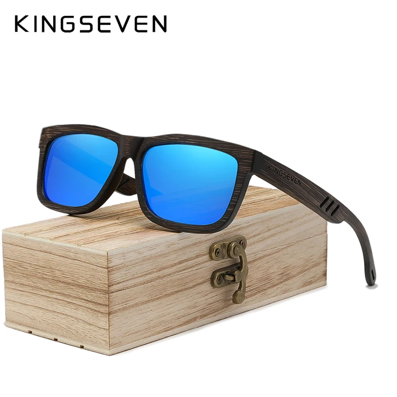 KINGSEVEN New Brand Design Handmade Natural Wooden Bamboo Sunglasses Luxury Sunglasses Polarized Wooden Oculos de sol masculino