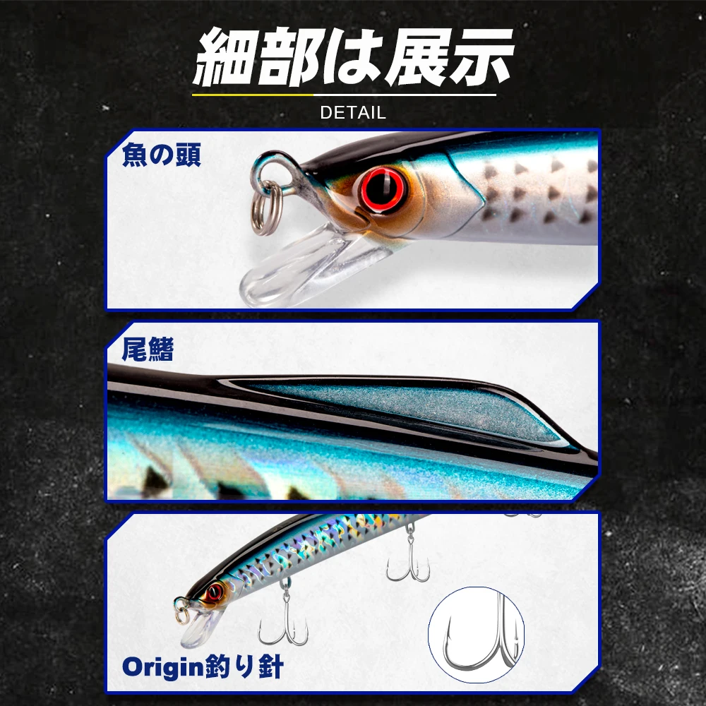 Señuelo Jerkbait Minnow 190mm hundimiento para lubina marina - imagen 4
