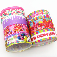 DHK 50yards Candy Ice Cream Printed Grosgrain Ribbon Accessories Material Headwear Decoration DIY Sewing Craft S1723