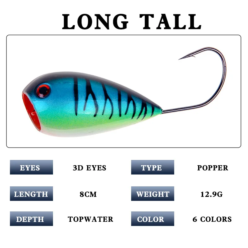 1PCS Egg Lures Single Hook Fishing Lure Crankbaits 8cm 13g Popper Artificials Bait Croatian Floating Hard Baits Fish Lures