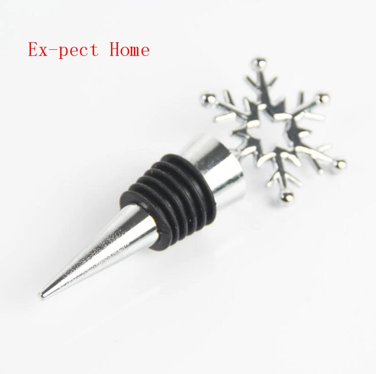 

50pcs Snowflake Wine Bottle Stopper Reusable Drink Bottle Cover Vacuum Sealed Plug in Gift Boxes Wedding Party Favors