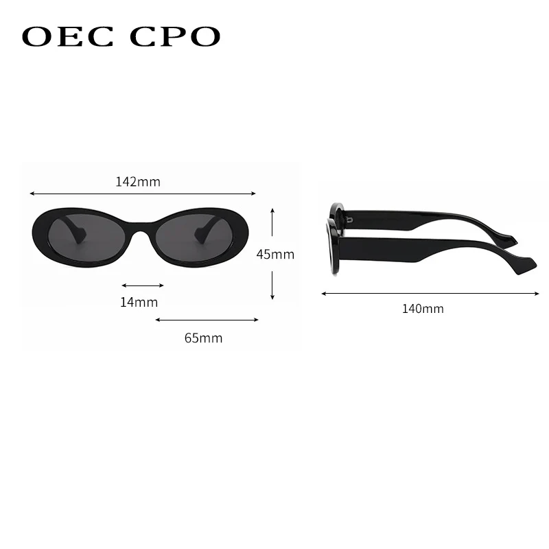 OEC CPO Vintage Oval Sunglasses Women Brand Designer Small Frame Sun Glasses Female Retro Black Yellow Round Eyewear UV400 O881