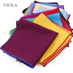 Double-Sided Solid Linen Hankie Colorful Soft Fabric Handkerchief Men Pocket Square Wedding Stylish Gift Party Dinner Accessory