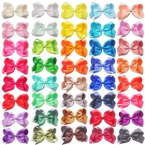 Imagen 2 del producto Pinzas para el pelo de 6 pulgadas, lazos grandes de grogrén, pinzas de cocodrilo, accesorios para el cabello para niñas y niños pequeños, 20/30/40 colores