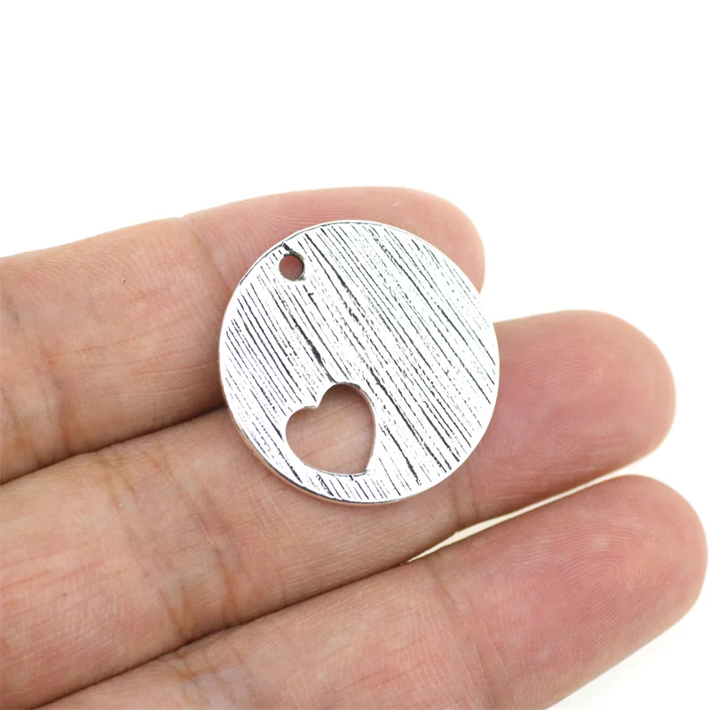 10pcs/Lot 25mm Antique Silver Color Hollow Heart Round Charms Letter Part Of My Life Pendant For Jewelry Making DIY Findings