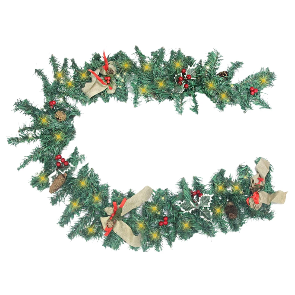 

Christmas Garland with LED Lighting 1.8m Christmas Rattan Garland Illuminated Christmas Decorations for Home Holiday Party