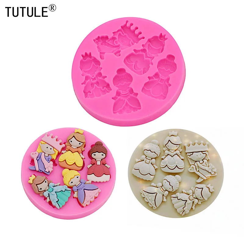 Princess Aisha, little angel, crown girl,diy material mold-epoxy Clay polymer Cake Chocolate Biscuit food grade silicone mold