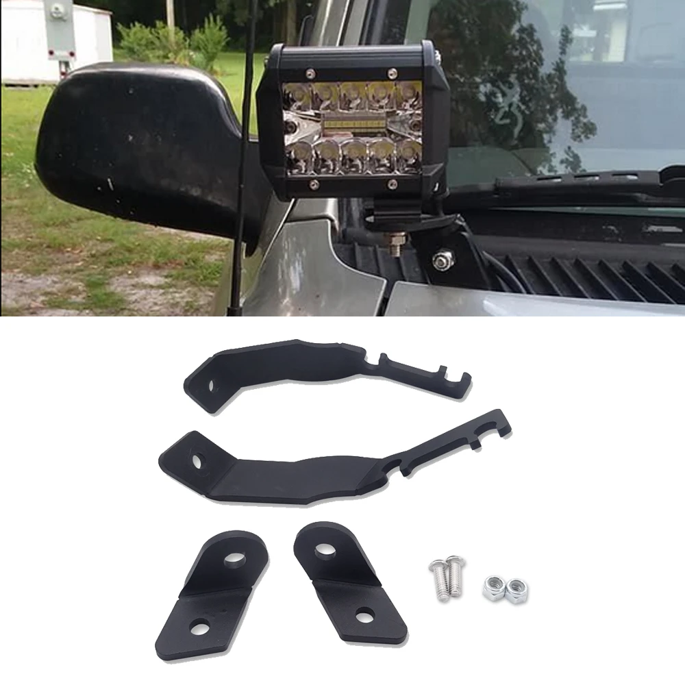 Upper Hood Left and Right Side Pillar LED Work Light Ditch Mount Brackets For 1995-2004 Toyota Tacoma