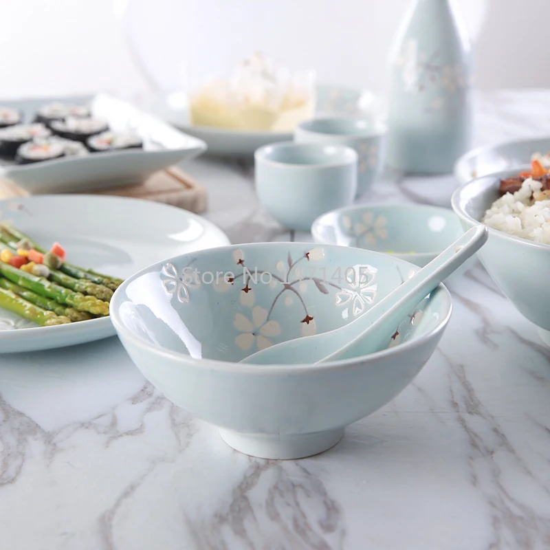 Sakura Story Creative Dishes Set Japanese Hand-painted Noodle Bowl Ceramic Tableware Bowl Rice Bowl