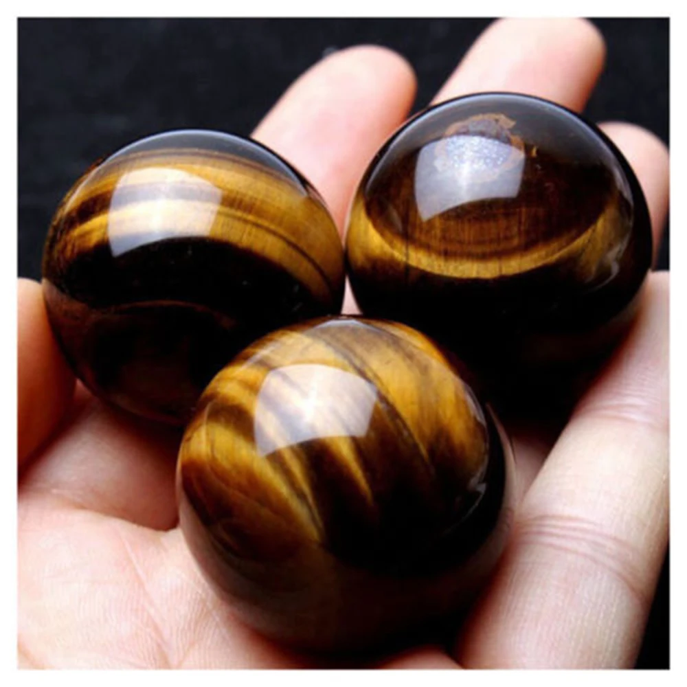 Dark Yellow Asian Rare Tiger Eye Quartz Crystal Healing Ball 20-22mm Sphere Beads Health Innovation Safety Stone