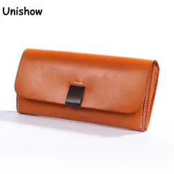 Portafoglio lungo da donna pochette da donna in vera pelle pochette semplice stile Casual in pelle conciata al vegetale portafoglio femminile chiusura a mano