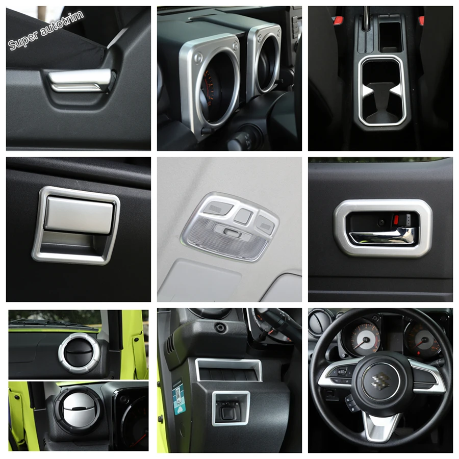 

Lapetus Matte Interior Refit Kit Dashboard / Front Reading Lamps / Cup Holder / Air AC Cover Trim For Suzuki Jimny 2019 - 2023