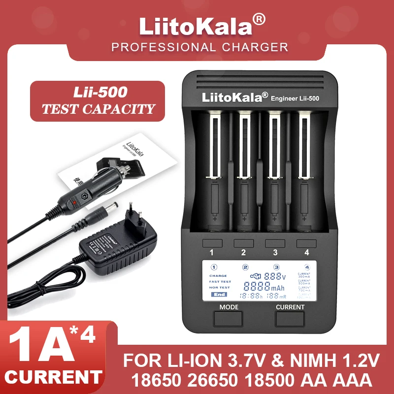 Liitokala-cargador de Lii-500, batería recargable de 1,2 V, AA, 2500mAh, Ni-MH, para pistola de temperatura, Control remoto, baterías de ratón de juguete