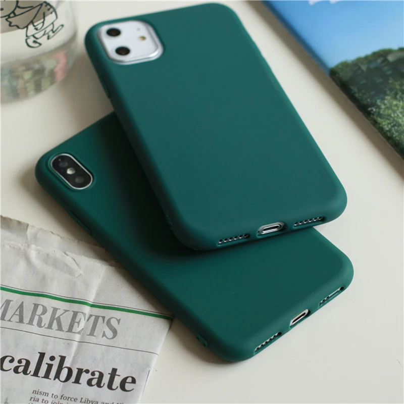 Dark Green Matte Phone Case For Samsung Galaxy A11 A21 A21S A31 A51 A71 A81 A91 A10 A20 A30 A40 A50 A70 M31 M51 Soft TPU Cover