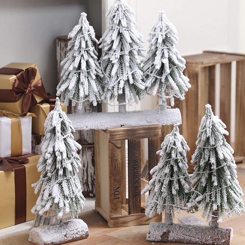Christmas decoration scene atmosphere layout mini white luminous Christmas tree home desktop decoration small Christmas tree