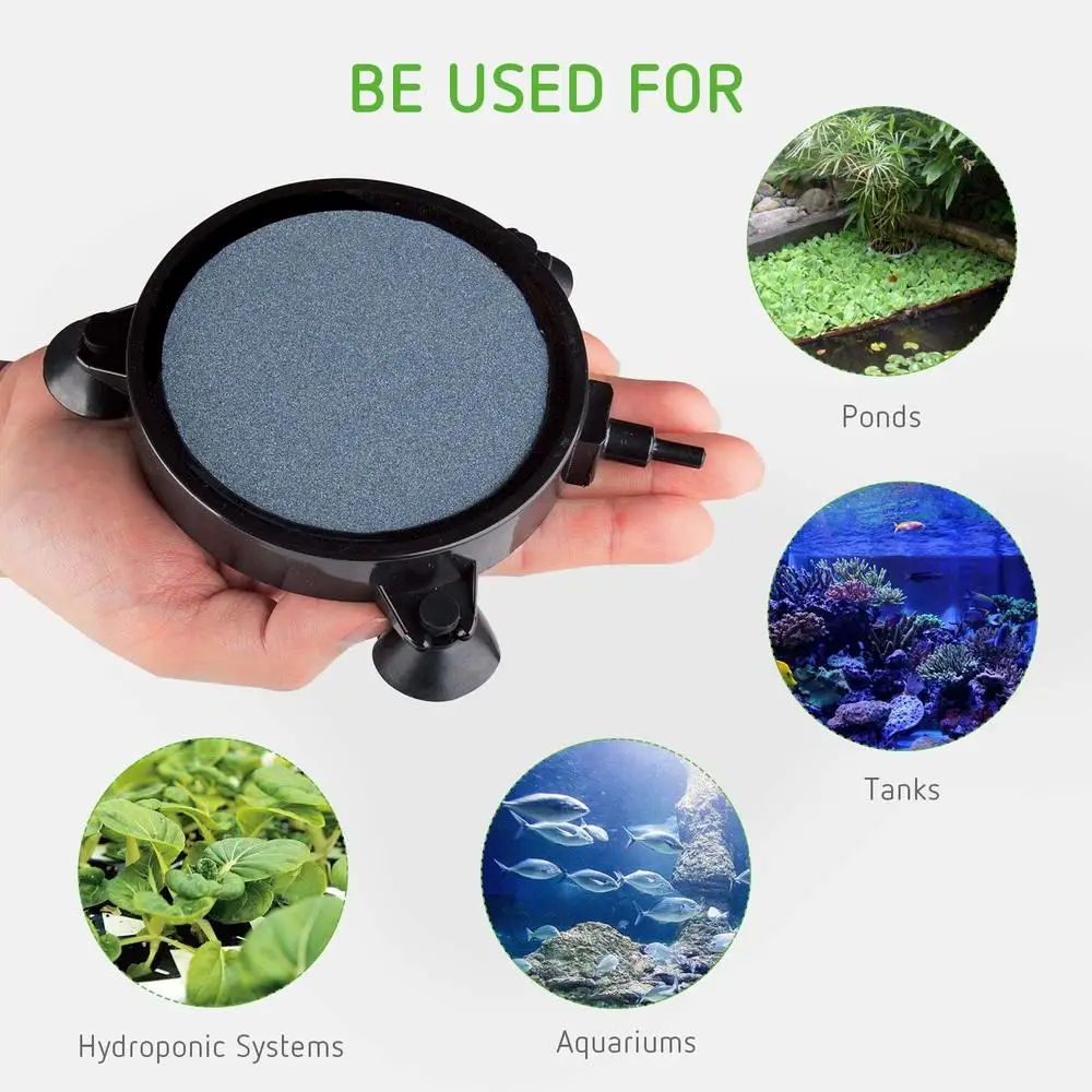 YYAQUA 4 Inch Air Stone Disc Bubble Diffuser with Suction Cups for Hydroponics Pond Aquarium Fish Tank Air Pump Accessories