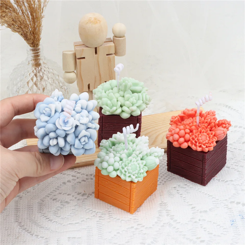 Meaty Plant Silicone Soap Mold Shapes DIY Handmade Flowers Pot Baking Cake Candle Jelly Tool Plant Garden Plaster Art Decoration