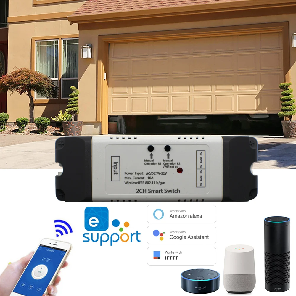 Smart WiFi Remote Control Wireless Switch Universal Module Inter lock self-locking Wifi Switch Timer for Garage Door Gate Opener