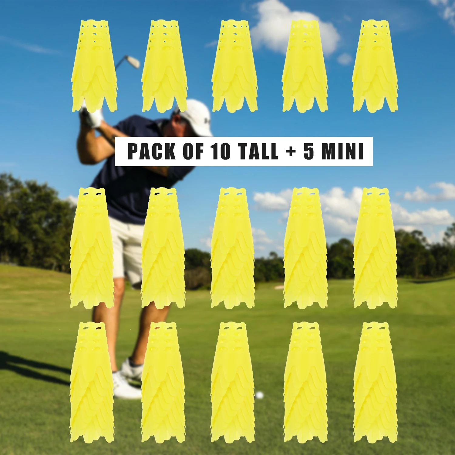 Tees de golf en polymère, simulateur en plastique, entraînement à domicile, parfait pour le gazon d'hiver et le terrain de conduite, outils de golf, 15 pièces