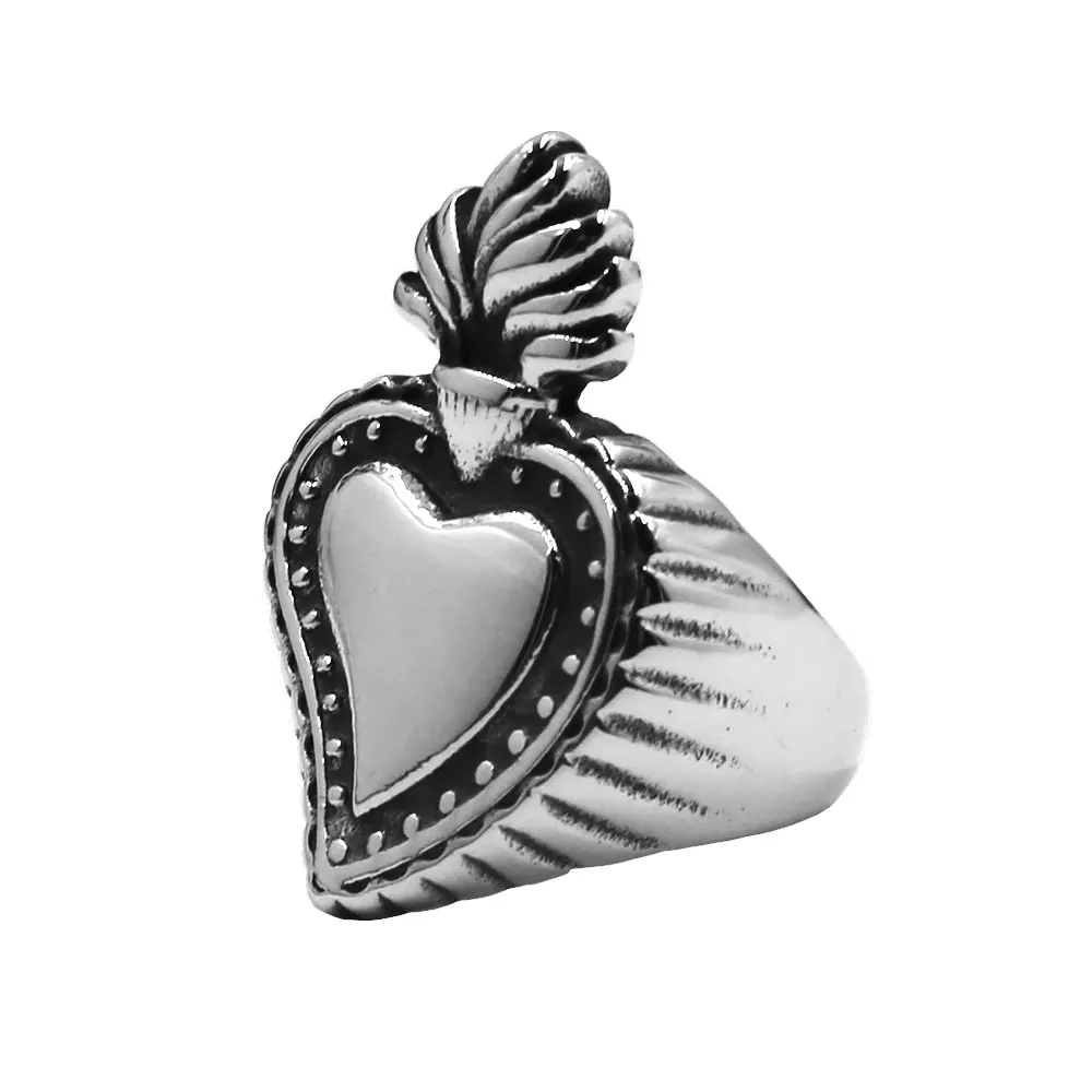 Viking Crown Heart Ring Stainless Steel Jewelry Fashion Irish Celtic Knot  Biker Wedding Ring for Women Girl Wholesale SWR1029