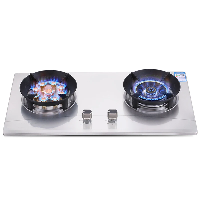 

Gas Stove Double Stove Embedded Gas Stove Household Energy-Saving Desktop Natural Gas Lpg Stainless Steel Brushed Panel