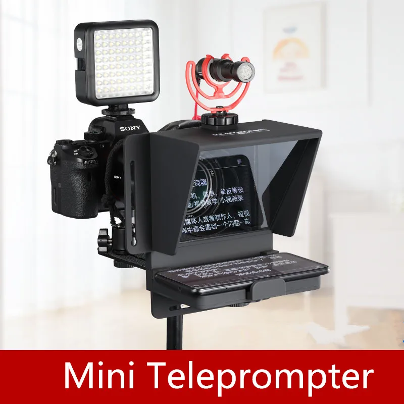 Mini Teleprompter Portable Inscriber Mobile Teleprompter Artifact Video With Remote Control for  Phone and DSLR Recording