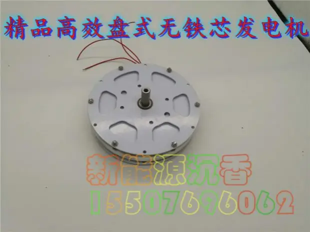 200w Small Disc Type Ironless Permanent Magnet Generator with High Efficiency