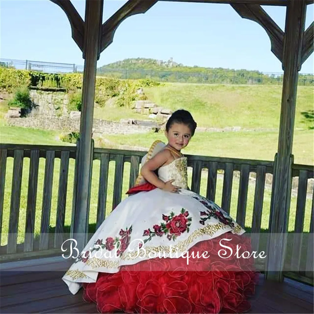 Vestido de baile bordado con cuentas para niños, vestido de princesa para desfile de belleza, vestido de cumpleaños para niña de flores hinchadas, fotografía de estilo mexicano