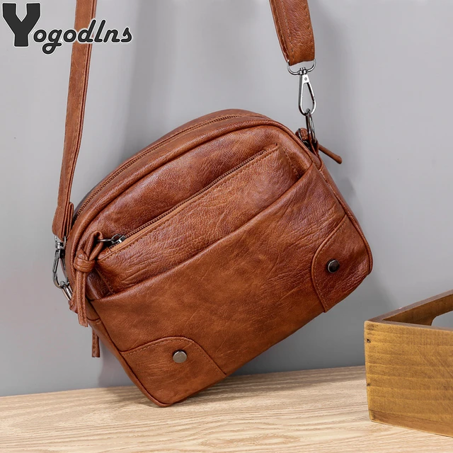 Women Vintage Shoulder Strap Bags Pu Leather Small Crossbody Handbag Female Travel Multi Pocket Messenger Purse Bags bolsa femme AliExpress 1524