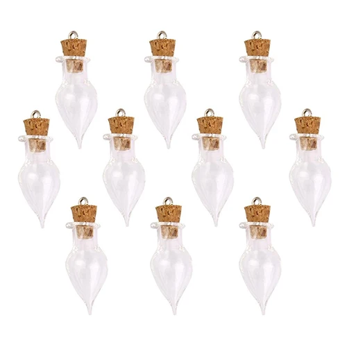 10Pcs Tear Drop Bottle Glass Jars DIY Containers Christmas Wishing Bottles Mini Vials Cork Stopper Mason Jars Best Gift