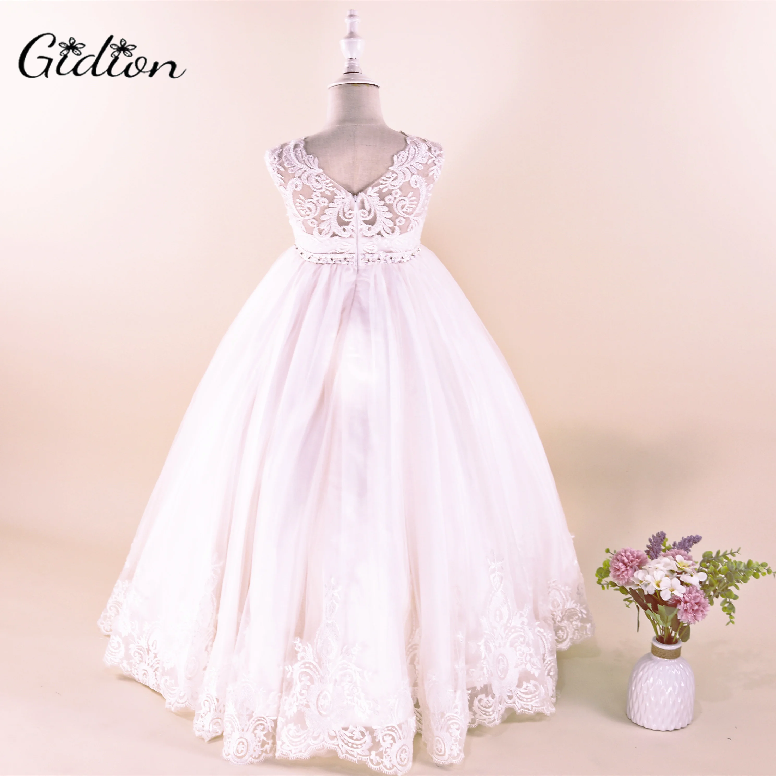 Floor-Length Applique Kids Flower Girl Dress Wedding Evening Gown Birthday Pageant Festivity Celebration Prom Ball Banquet Event