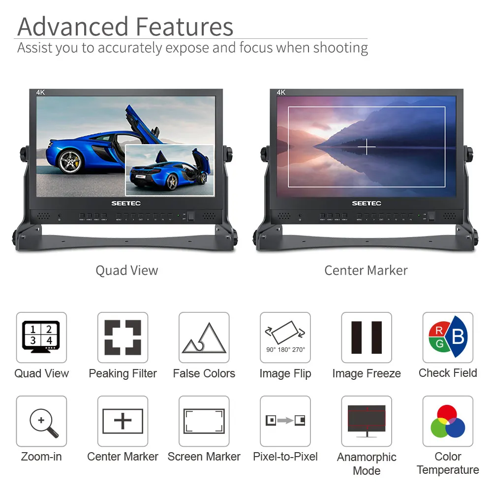 شاشة بث مباشر مقاس 15.6 بوصة من SEETEC شاشة رباعية سبليت 4 مدخل HDMI مخرج كامل HD 1920x1080 لمحول ATEM Mini