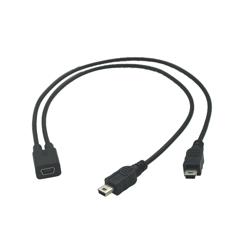 Mini USB 1 to 2 Y Splitter Cable USB 2.0 Mini 5-Pin Female to Double 2 Male Converter High Speed Charging Cable Cord