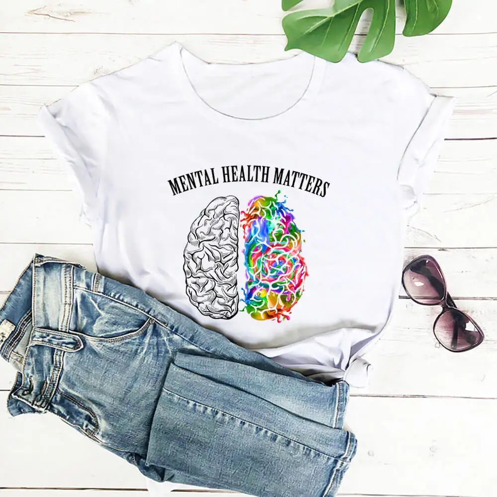 

Mental Health Matters Color Print 100%Cotton Women Tshirt Unisex Funny Summer Casual Short Sleeve Top Mental Awareness Tee