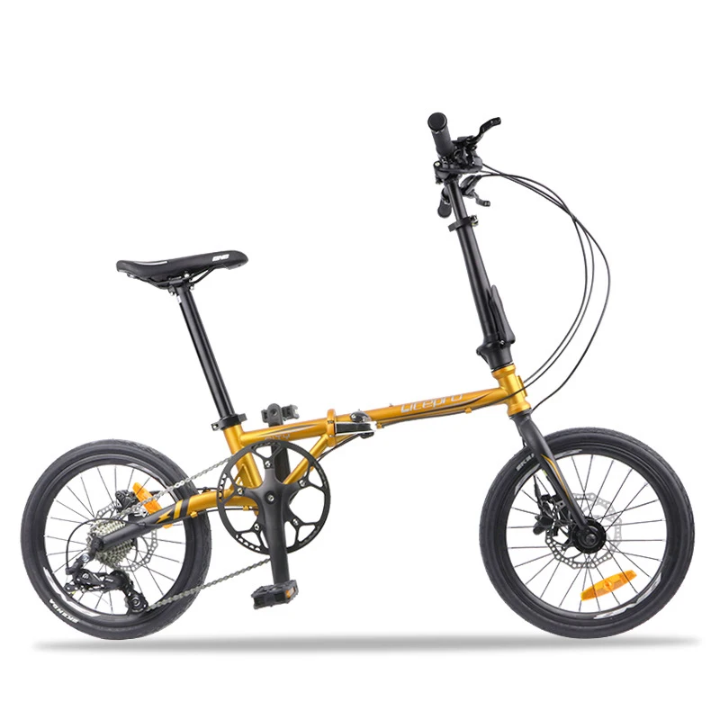 Folding Bike 16 Inch 9 Speed Disc Brake bicycle chrome molybdenum steel Portable 406 folding Bicycle